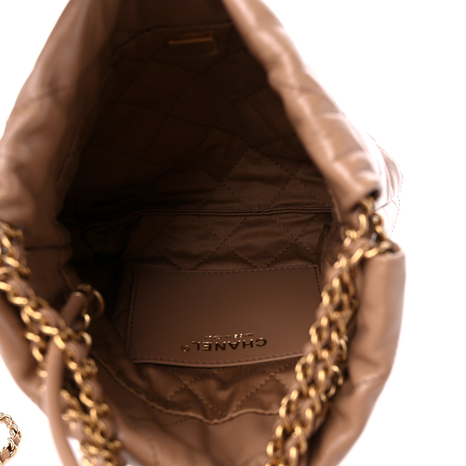 Chanel Shiny Calfskin Quilted Mini Chanel 22 Dark Beige 5 of 10