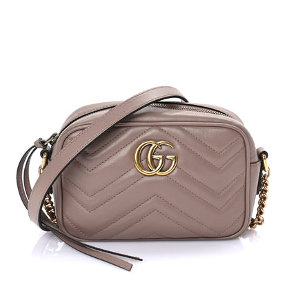 Gucci Calfskin Matelasse Mini GG Marmont Chain Shoulder Bag  Porcelain Rose 1 of 8