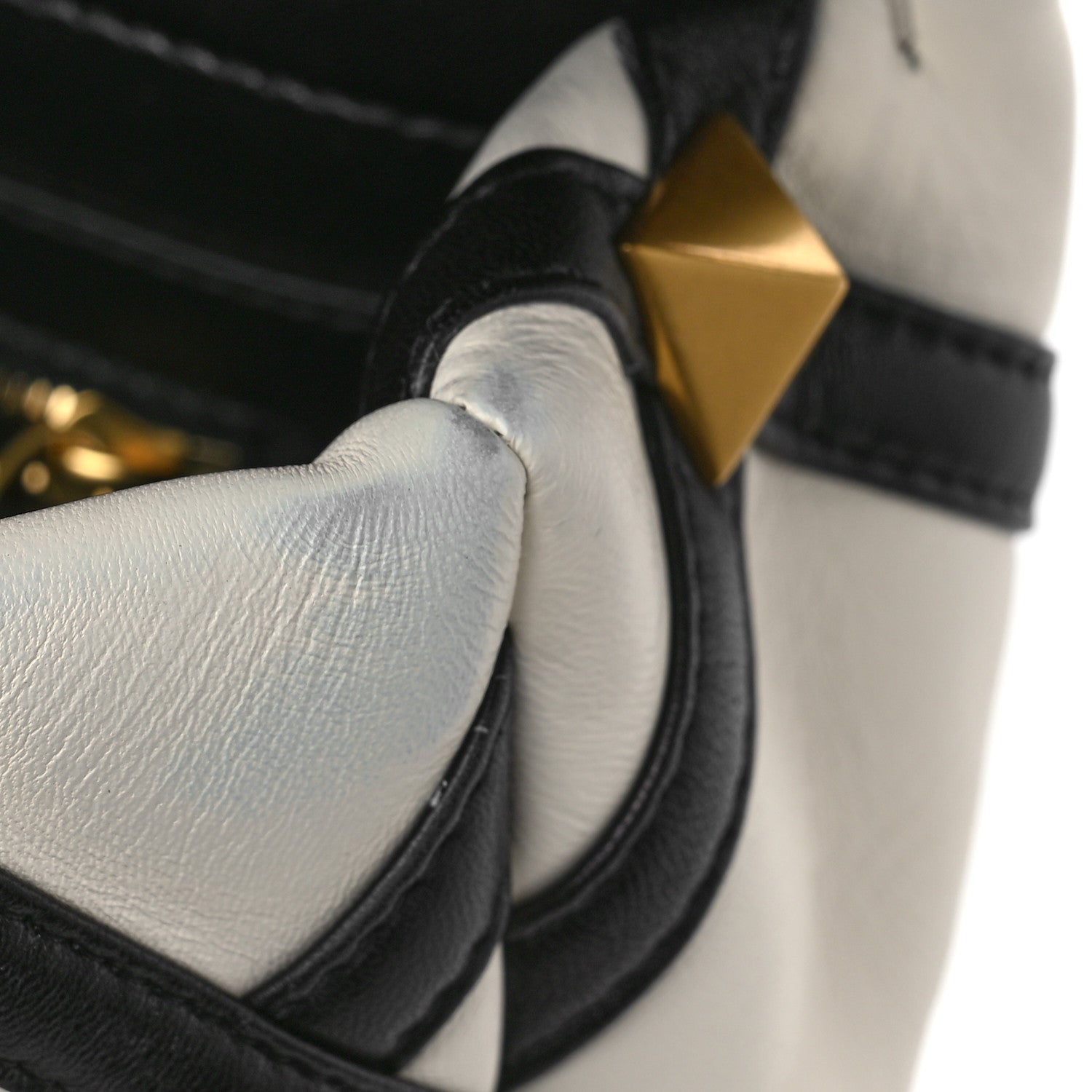 Valentino Garavani Nappa Large Roman Stud Shoulder Bag Ivory Black 9 of 9