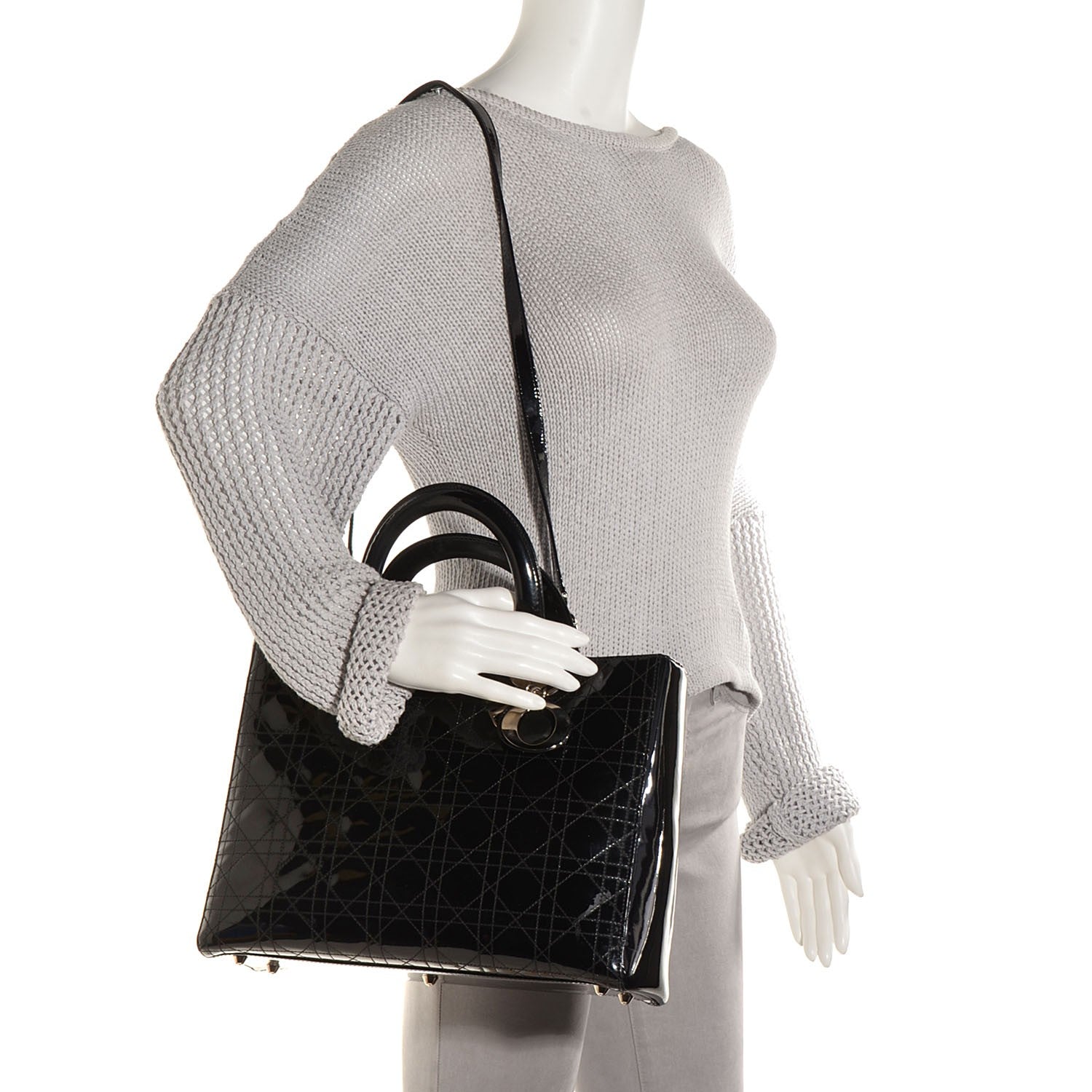 Christian Dior Patent Cannage Large Lady Dior Black 2 of 7