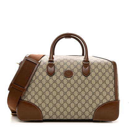 Gucci GG Supreme Monogram Azalea Calfskin Retro Interlocking G Duffle Bag Beige Ebony Brown Sugar 1 of 8