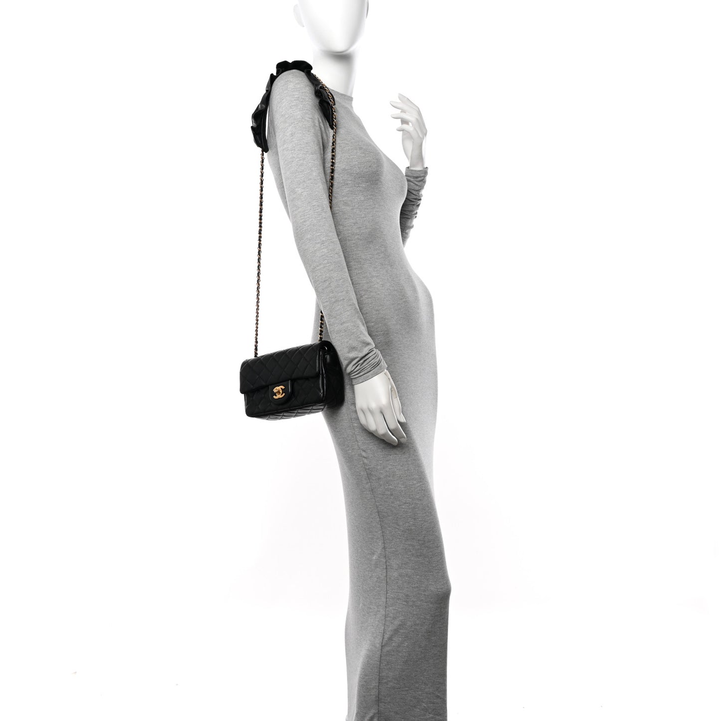 Lambskin Quilted Mini Romance Rectangular Flap Black