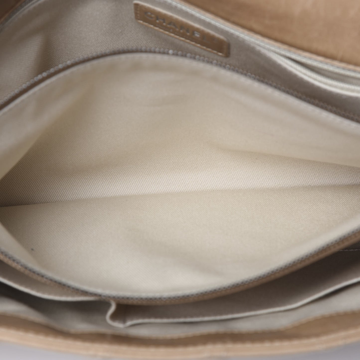 Glazed Calfskin Quilted Large Coco Soft Flap Beige