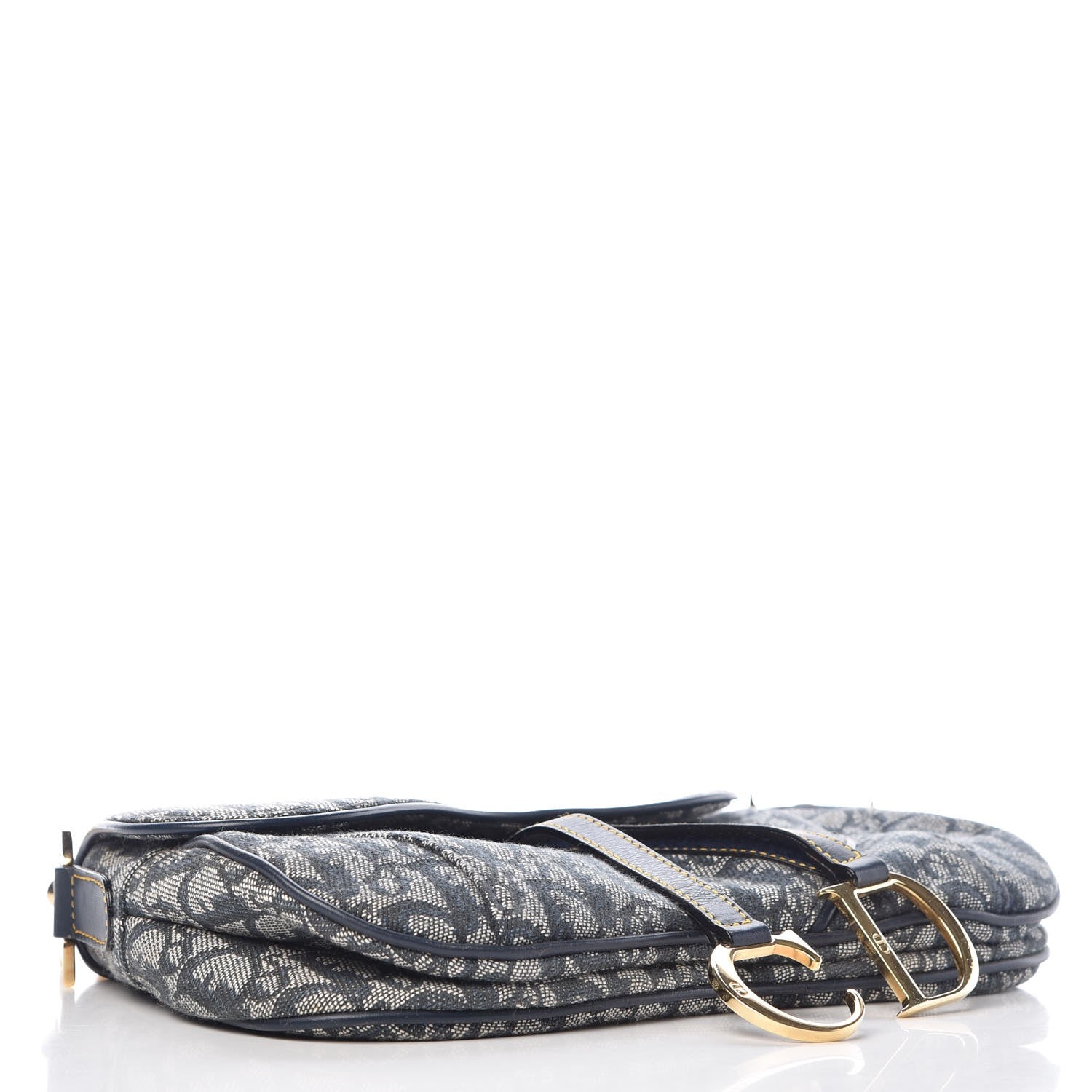 Christian Dior Monogram Double Saddle Bag Navy Blue 4 of 10