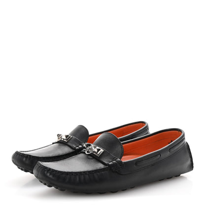 Hermes Supple Calfskin Mens Irving Driving Moccasin Loafers 37 Black 4 of 7