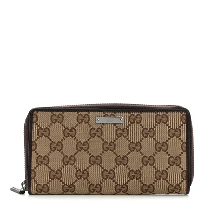 Gucci Monogram Metal Bar Zip Around Wallet Dark Brown 1 of 7