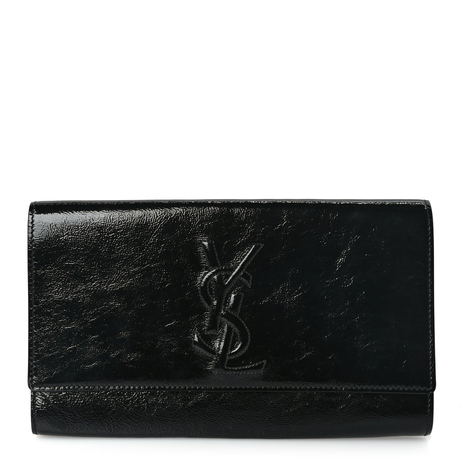 Saint Laurent Textured Patent Monogram Large Belle De Jour Clutch Black 1 of 7