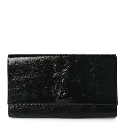 Saint Laurent Textured Patent Monogram Large Belle De Jour Clutch Black 1 of 7