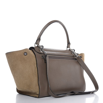 Celine Drummed Calfskin Suede Medium Trapeze Souris 4 of 11