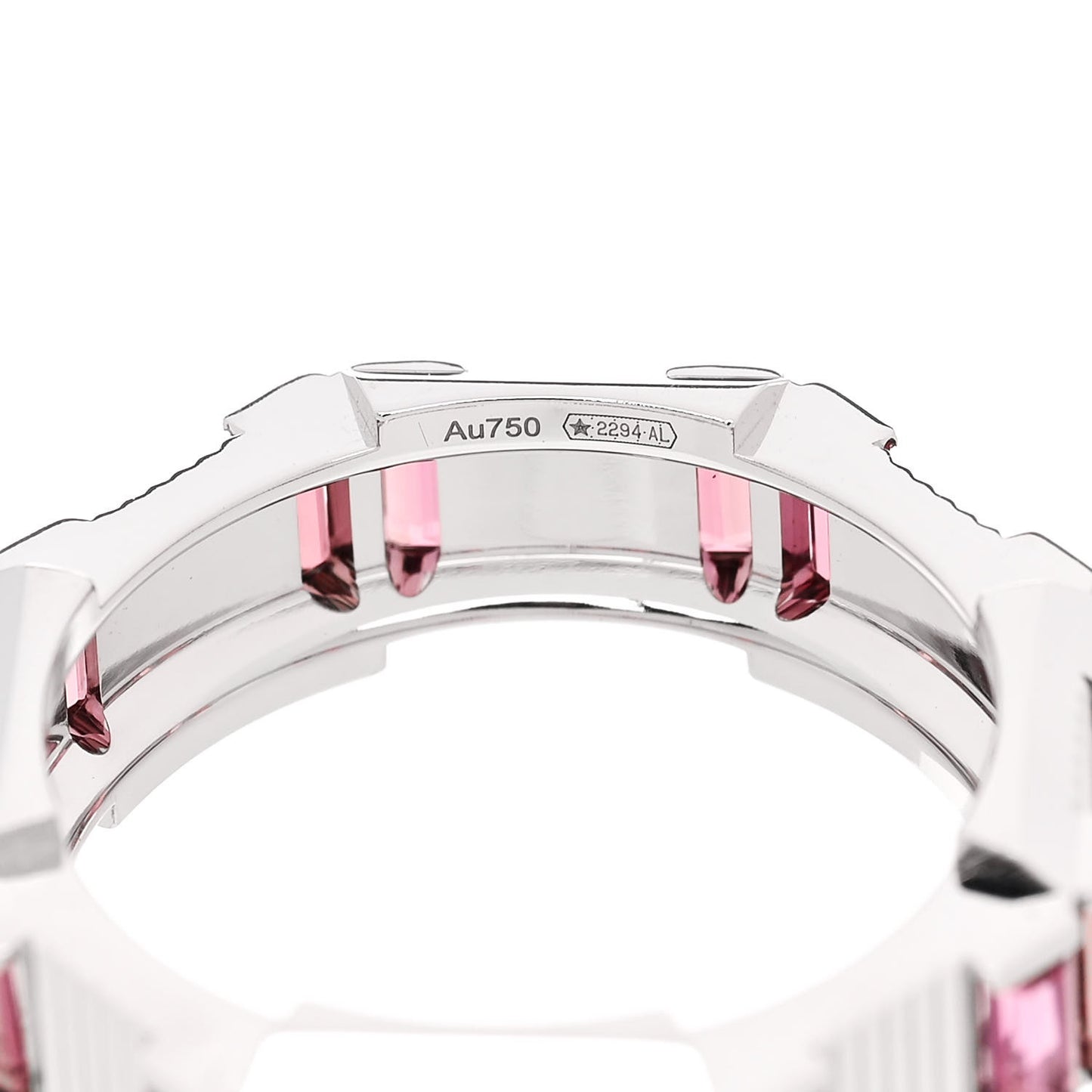 18K White Gold Rubellite 7mm Link to Love Ring 53 6.25