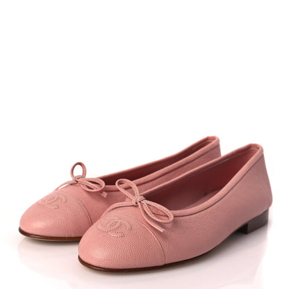 Chanel Caviar CC Cap Toe Ballerina Flats 36.5 Pink 4 of 9