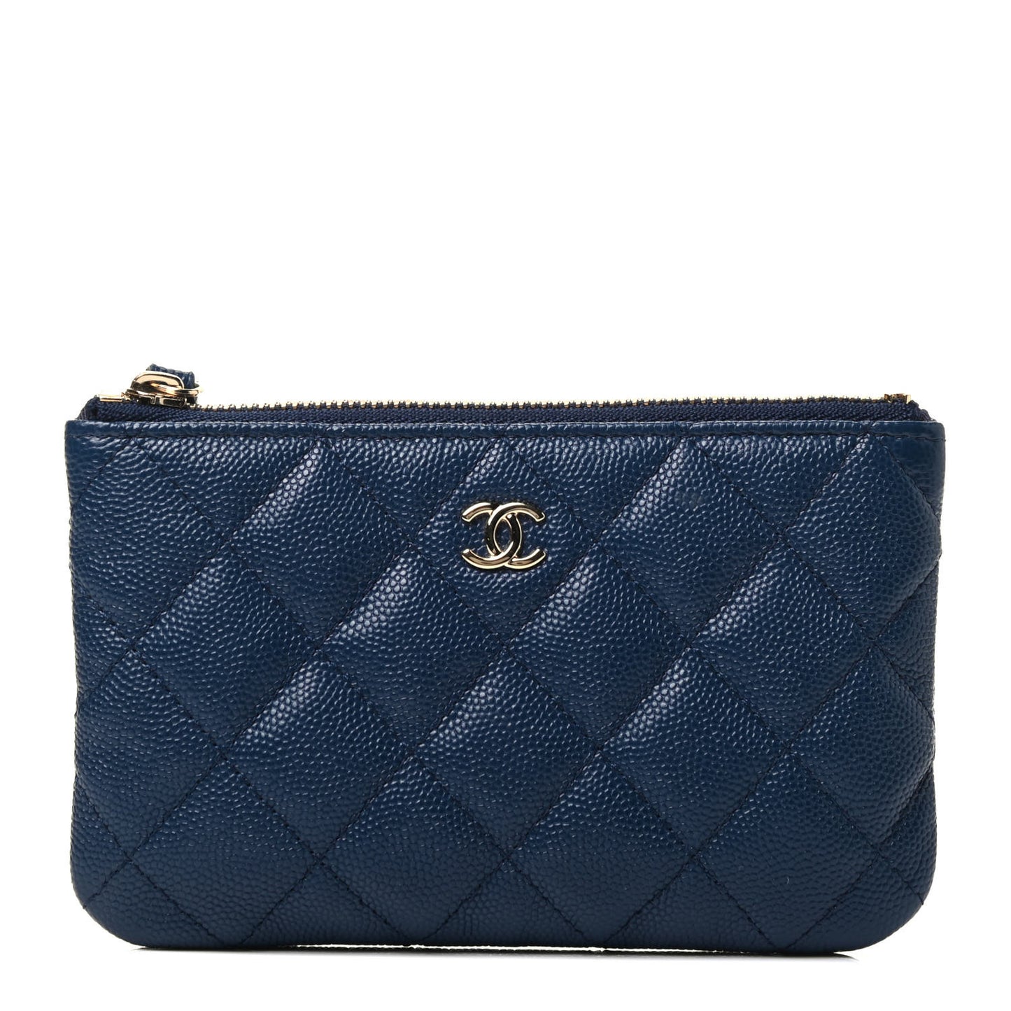 Caviar Quilted Small Cosmetic Case Navy