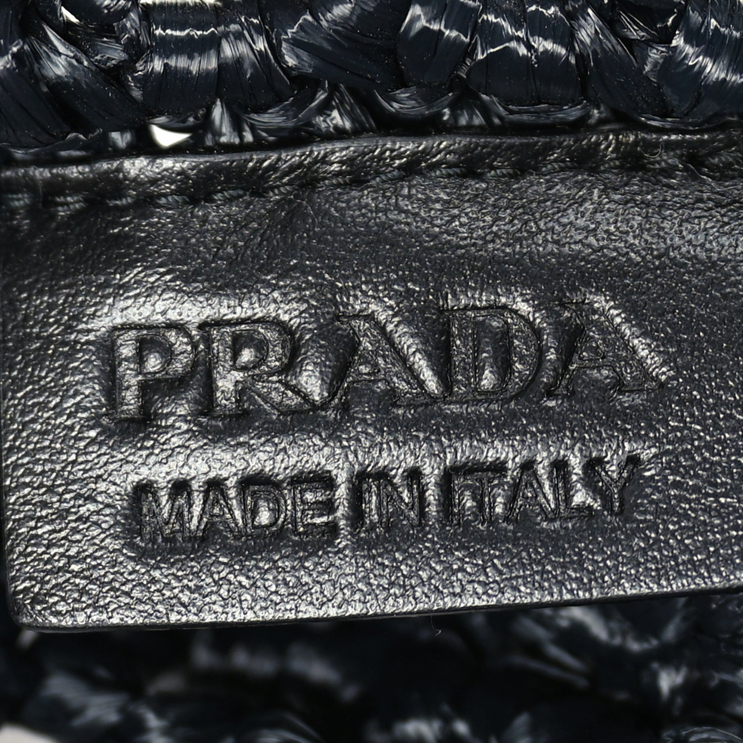 Prada Yarn Raffia Effect Crochet Logo Embroidered Tote Bag  Black 5 of 8