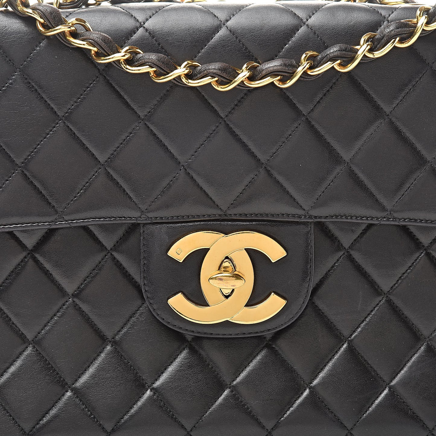 Lambskin Quilted XL Jumbo Single Flap Black
