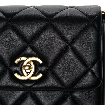 Chanel Lambskin Quilted Mini Side Note Flap Black 13 of 15