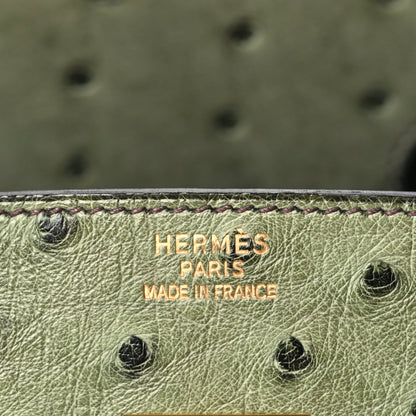 Hermes Ostrich Birkin 35 Vert Olive 5 of 9