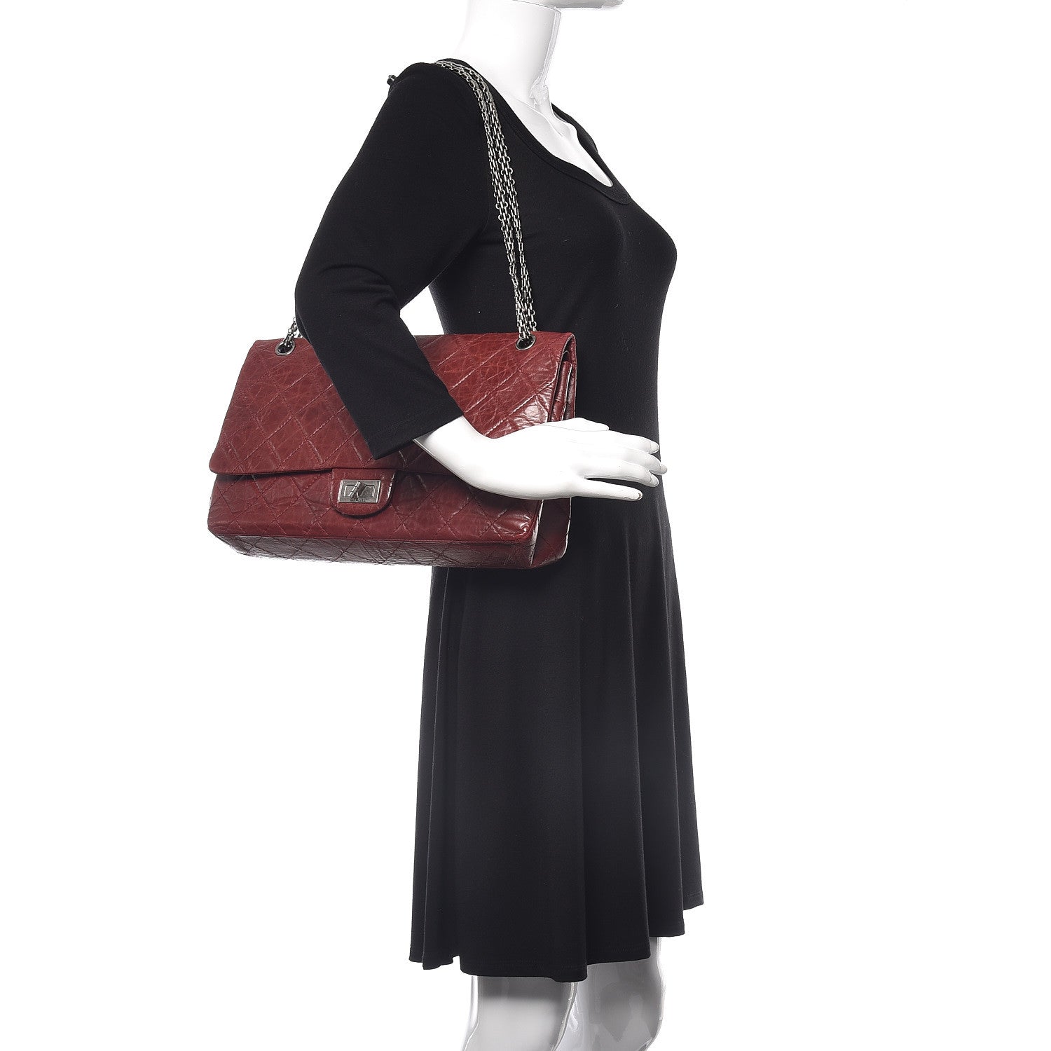 Chanel Aged Calfskin Quilted 2.55 Reissue 228 Flap Dark Red 2 of 13