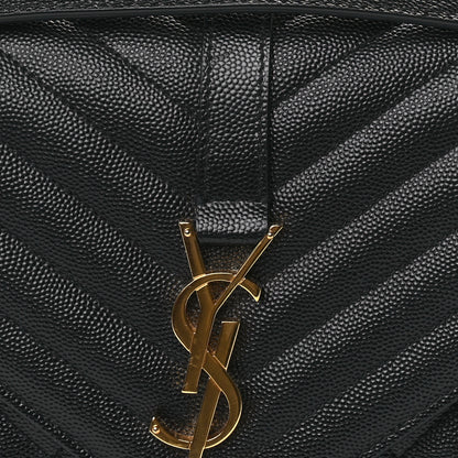Saint Laurent Grain De Poudre Textured Mixed Matelasse Triquilt Medium Monogram Satchel Black 6 of 8