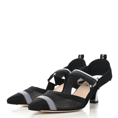 Fendi Technical Mesh Colibri 55mm Slingback Pumps 38 Black Asfalto 3 of 8