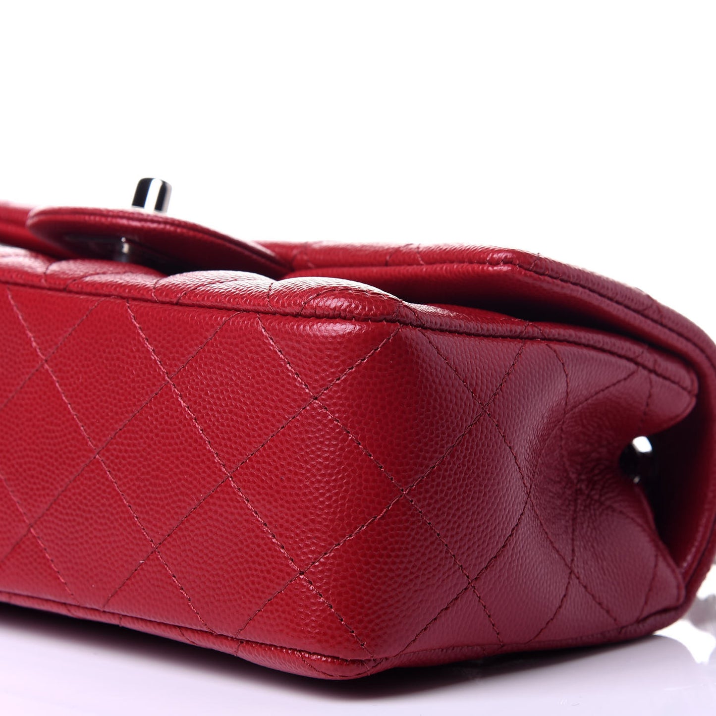 Caviar Quilted Mini Rectangular Flap Red