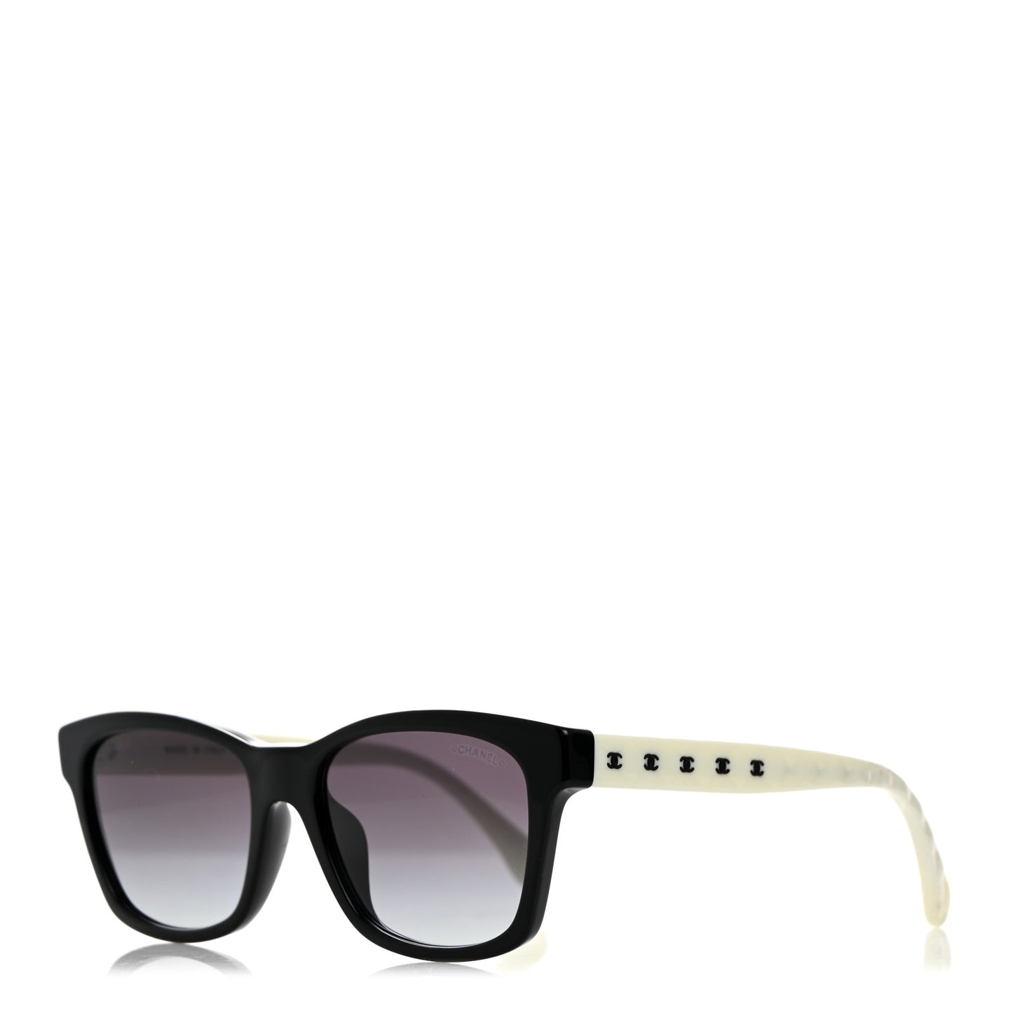 Acetate Quilted CC Square Sunglasses 5484-A White Black