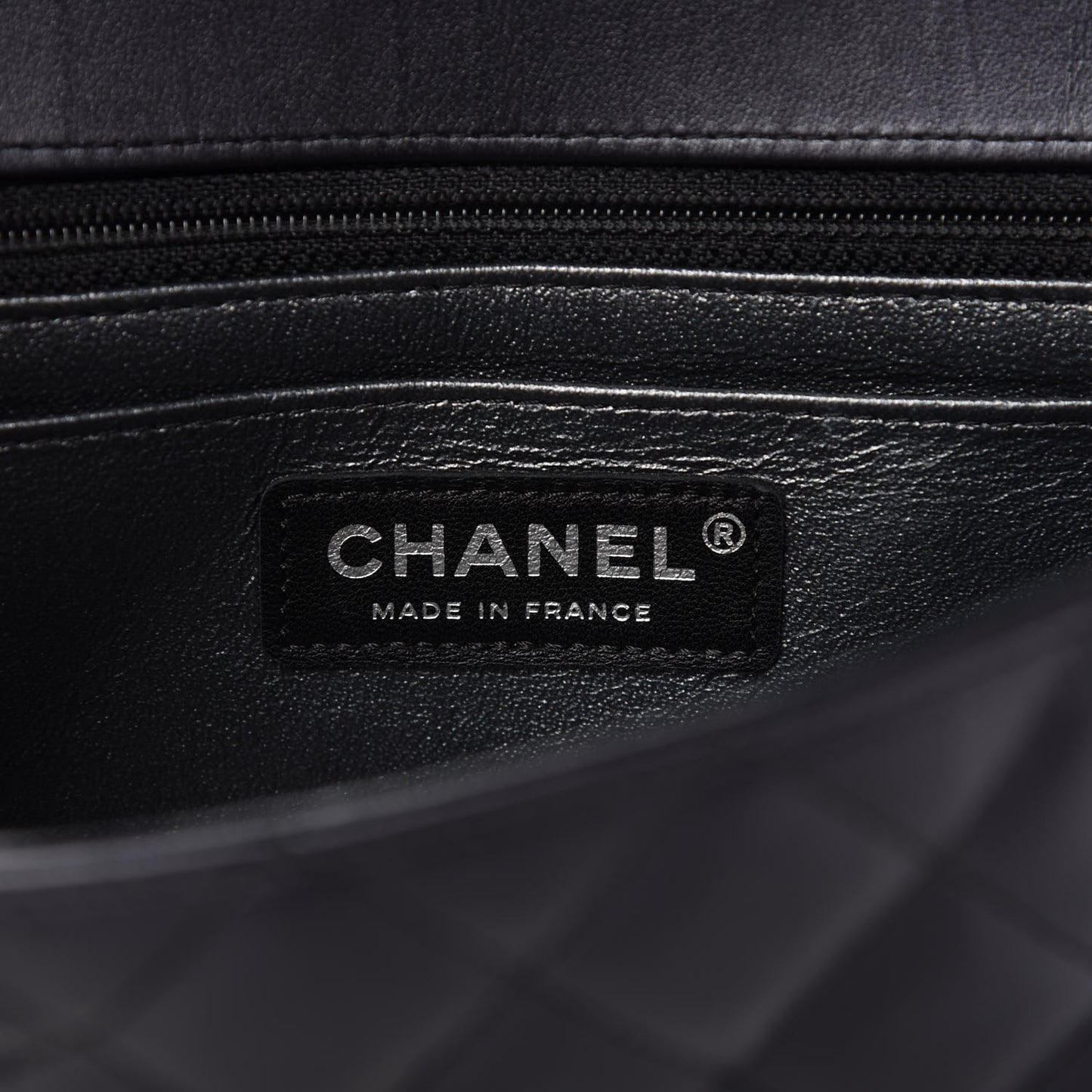 Iridescent Calfskin Quilted Mini Rectangular Flap Charcoal