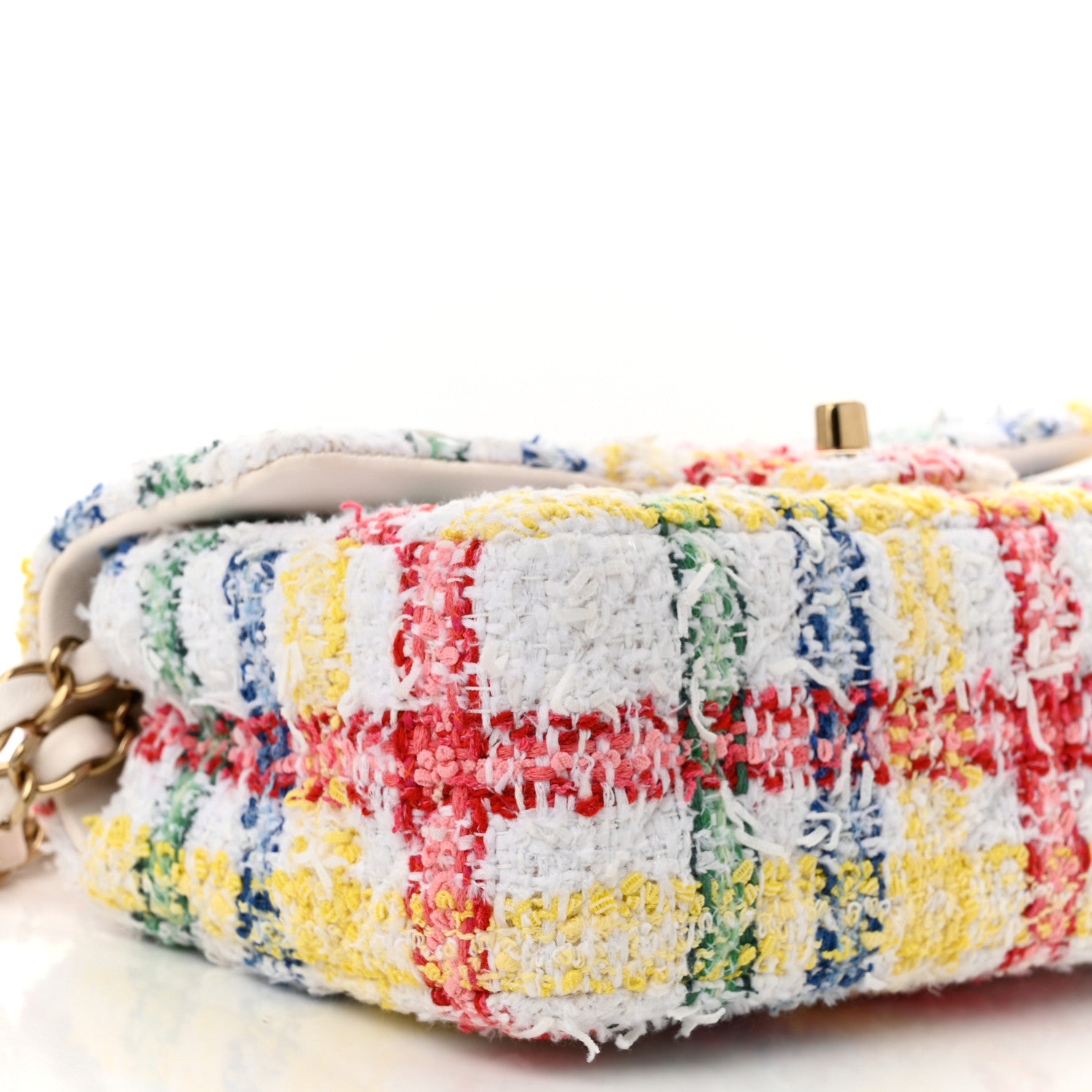 Chanel Tweed Quilted Mini Rectangular Flap White Multicolor 9 of 11