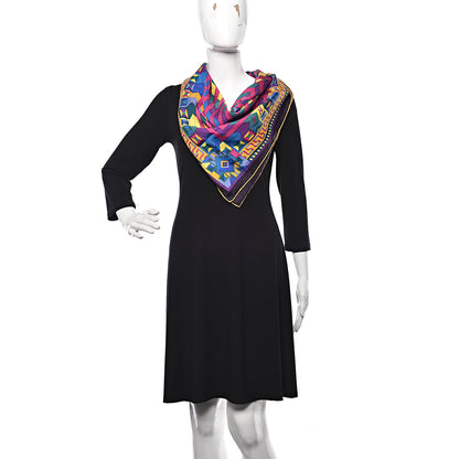 Hermes Silk Le Fil D'Ariane Scarf 90 Violet Vert Jaune 2 of 5