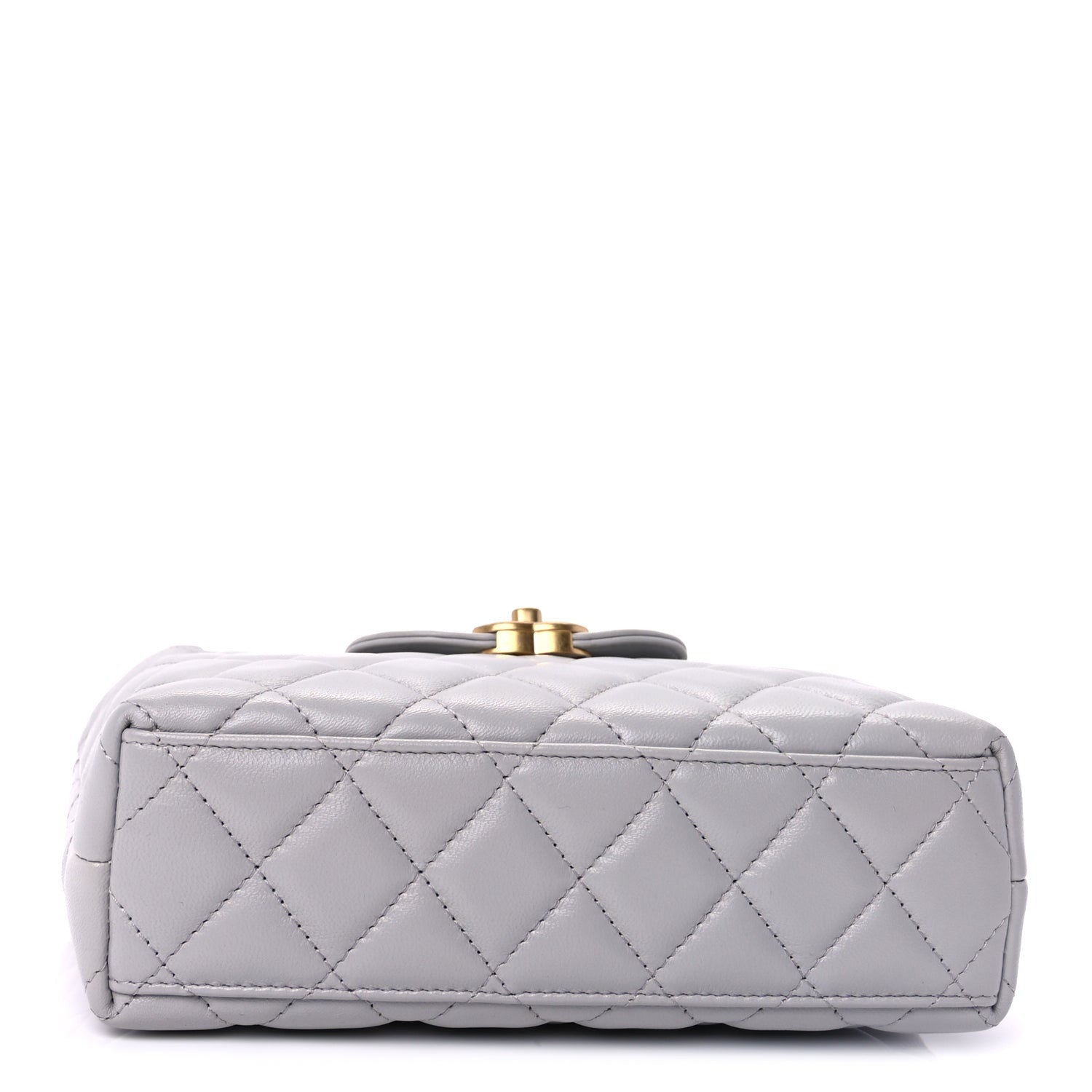 Chanel Shiny Aged Calfskin Quilted Nano Kelly Shopper  Light Grey 3 of 8