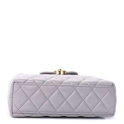 Chanel Shiny Aged Calfskin Quilted Nano Kelly Shopper  Light Grey 3 of 8