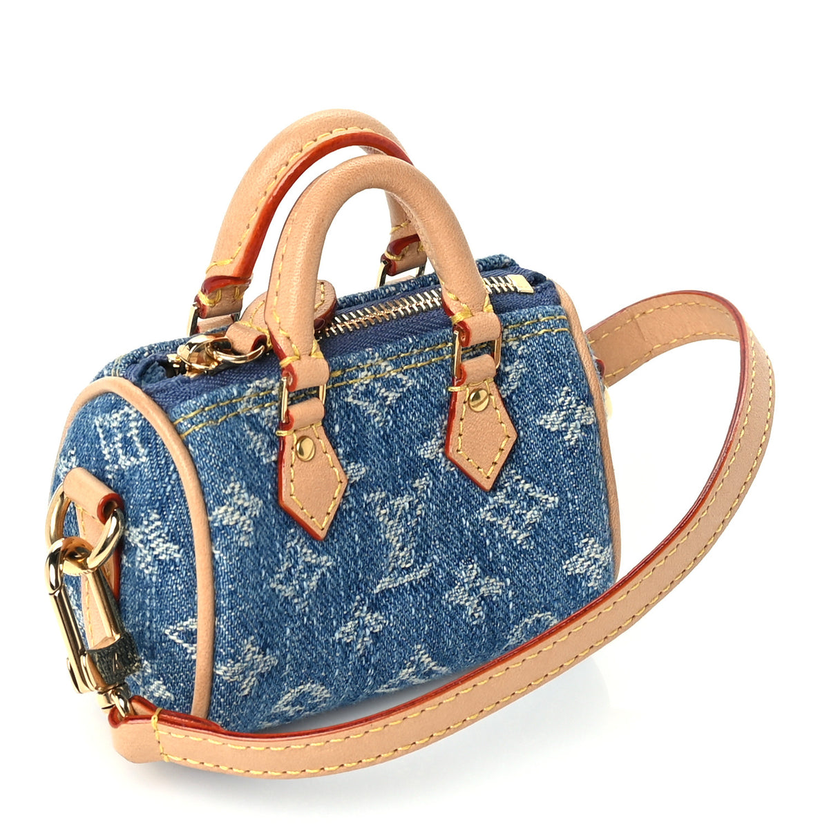 Louis Vuitton Monogram Micro Speedy Bag Charm Denim Sunset Blue 2 of 8