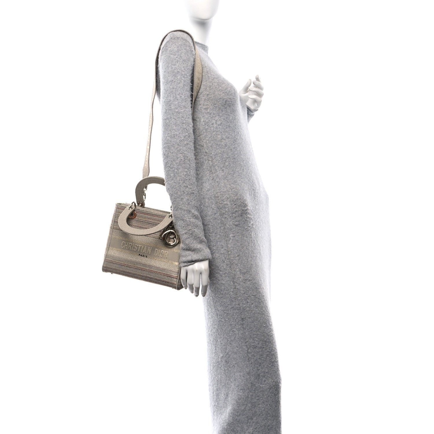 Christian Dior Canvas Embroidered Medium Lady D-Lite Beige Multicolor 2 of 10