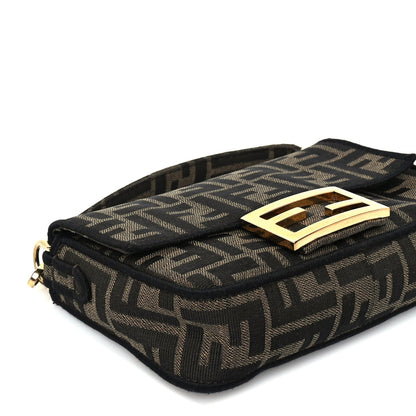 Fendi Fabric Jacquard FF 1974 Mini Baguette Tobacco Moro Black 7 of 8