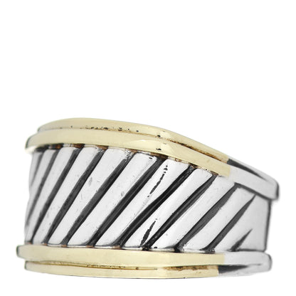 David Yurman Sterling Silver 18K Yellow Gold Cable Cigar Band Ring 54 6.75 3 of 5
