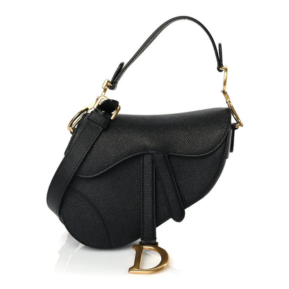 Christian Dior Grained Calfskin Mini Saddle Bag With Strap Black 1 of 8