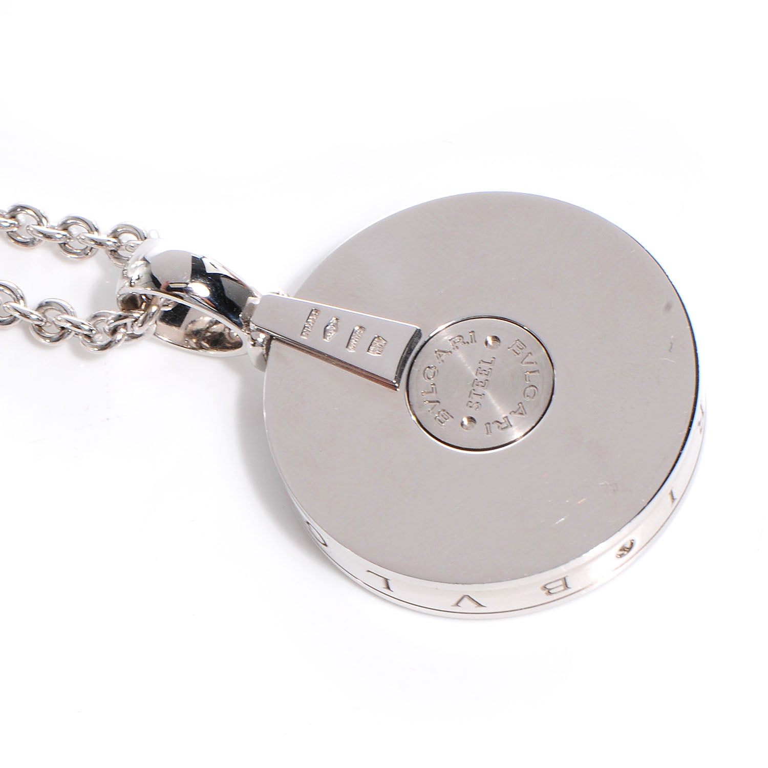 Bulgari BVLGARI Stainless Steel 18K White Gold Black Onyx Optical Illusion Pendant Necklace 5 of 6