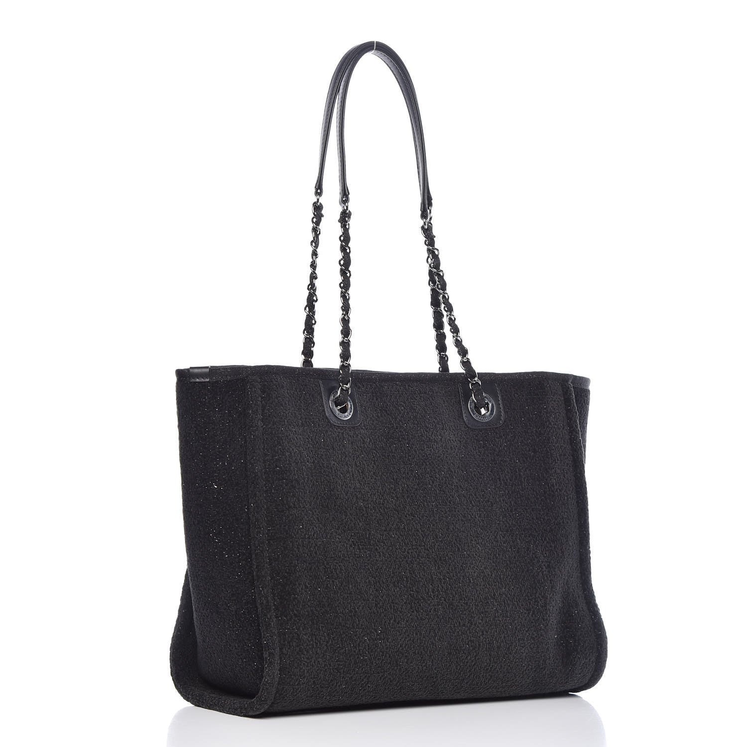 Chanel Lurex Boucle Small Deauville Tote Black 3 of 10