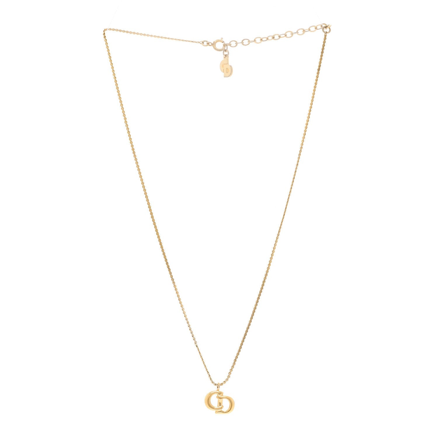 Christian Dior Metal Crystal CD Logo Pendant Necklace Gold 3 of 5