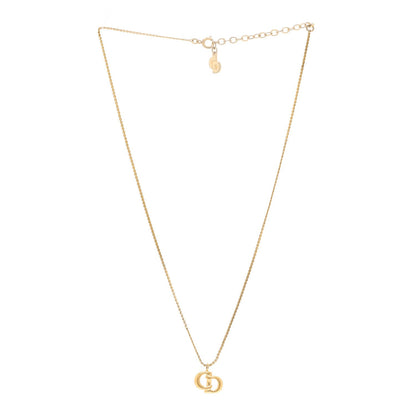 Christian Dior Metal Crystal CD Logo Pendant Necklace Gold 3 of 5