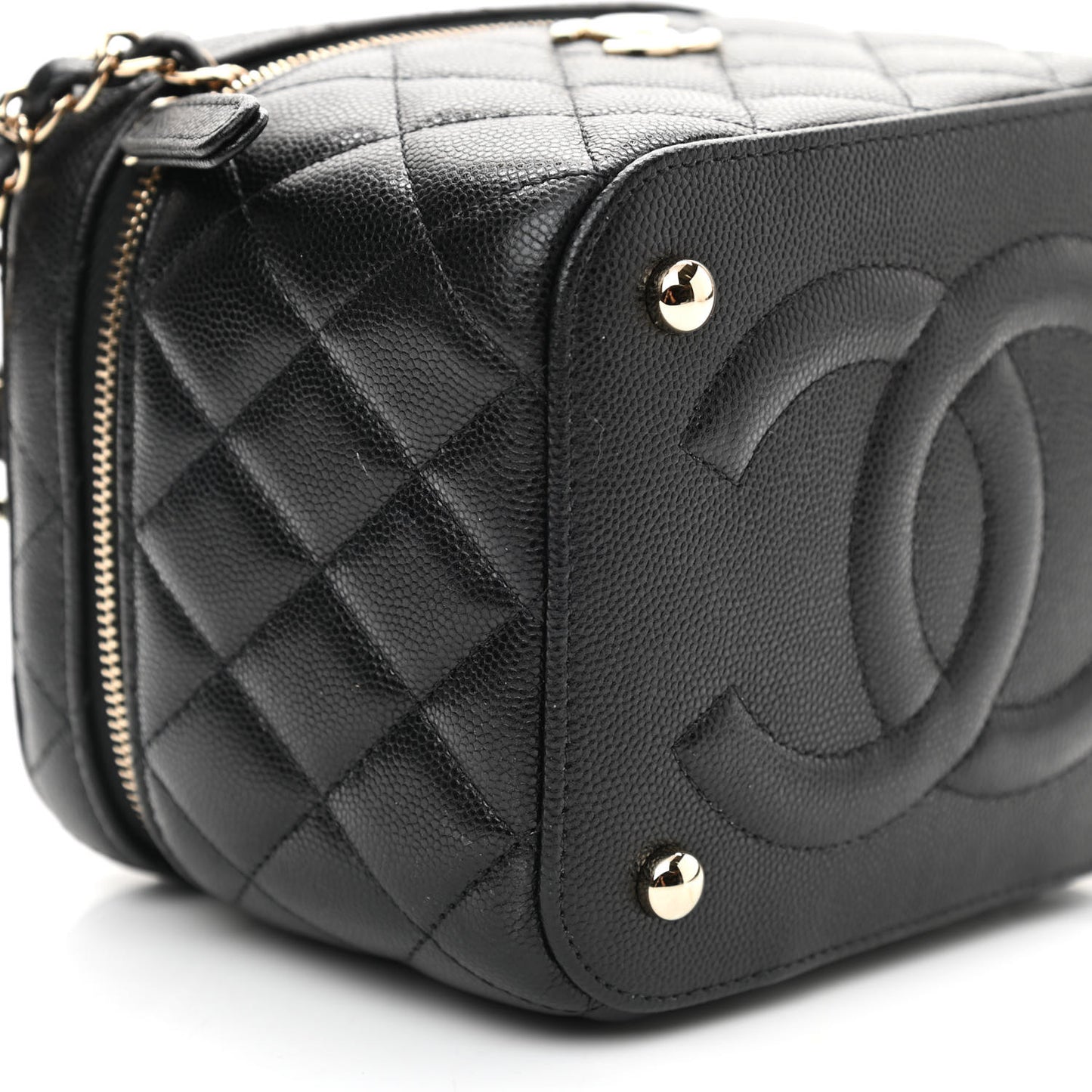 Caviar Quilted Small CC Vanity Case Black