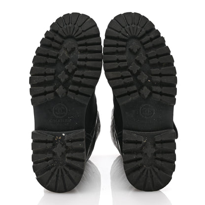 Chanel Calfskin Quilted Buckle Biker Boots 36 Black 6 of 9