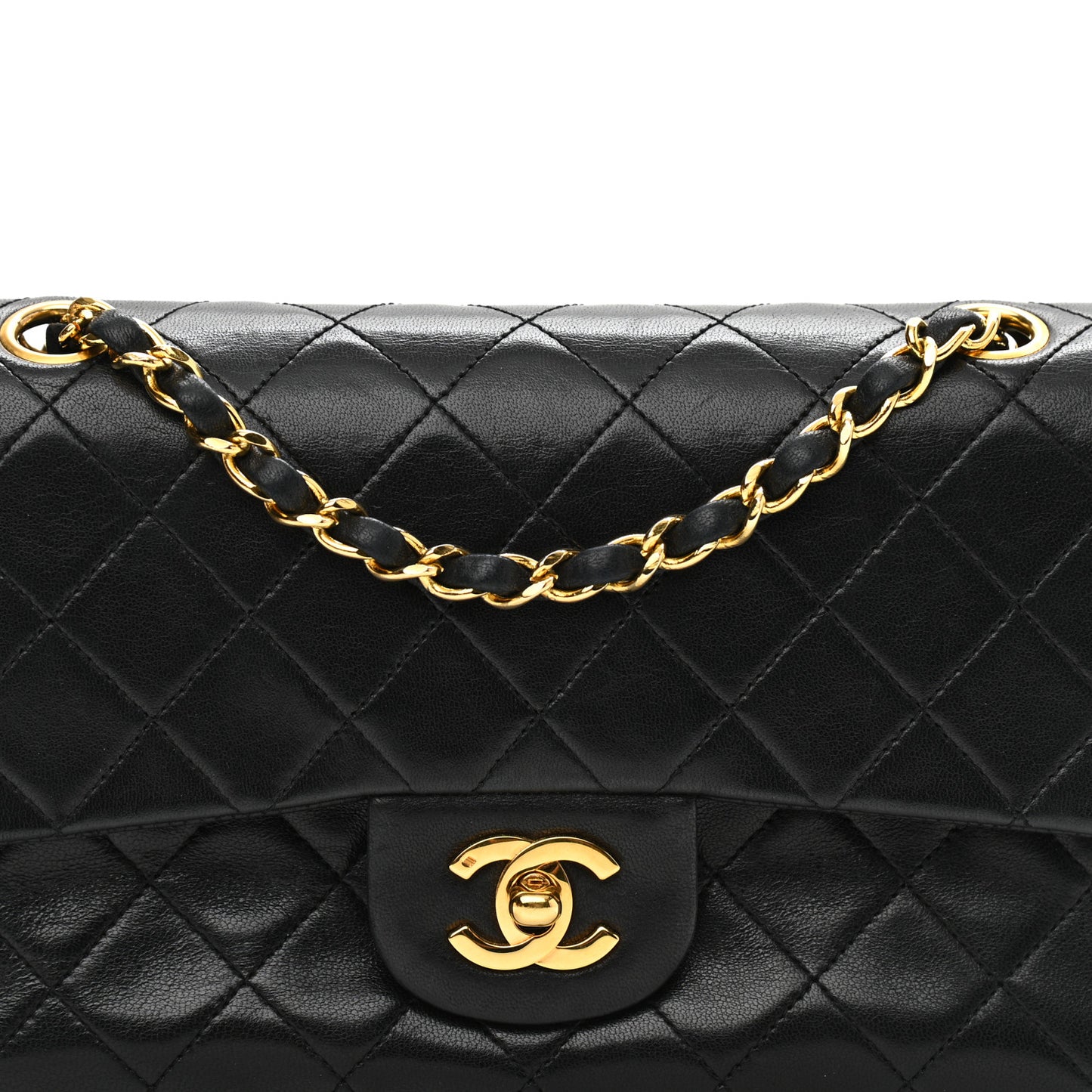 Lambskin Quilted Small Double Flap Black