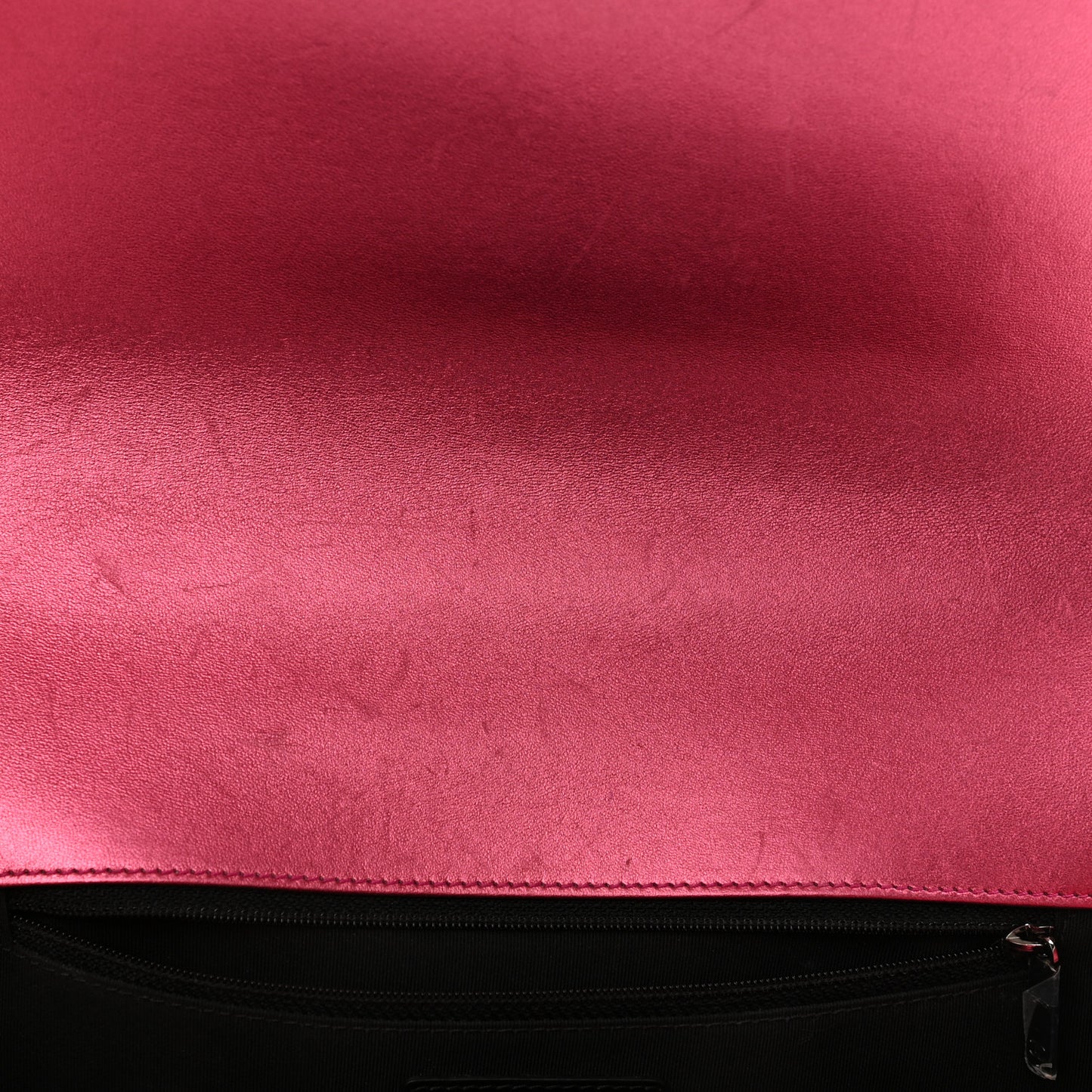 Metallic Patent Quilted New Medium Boy Flap Fuchsia