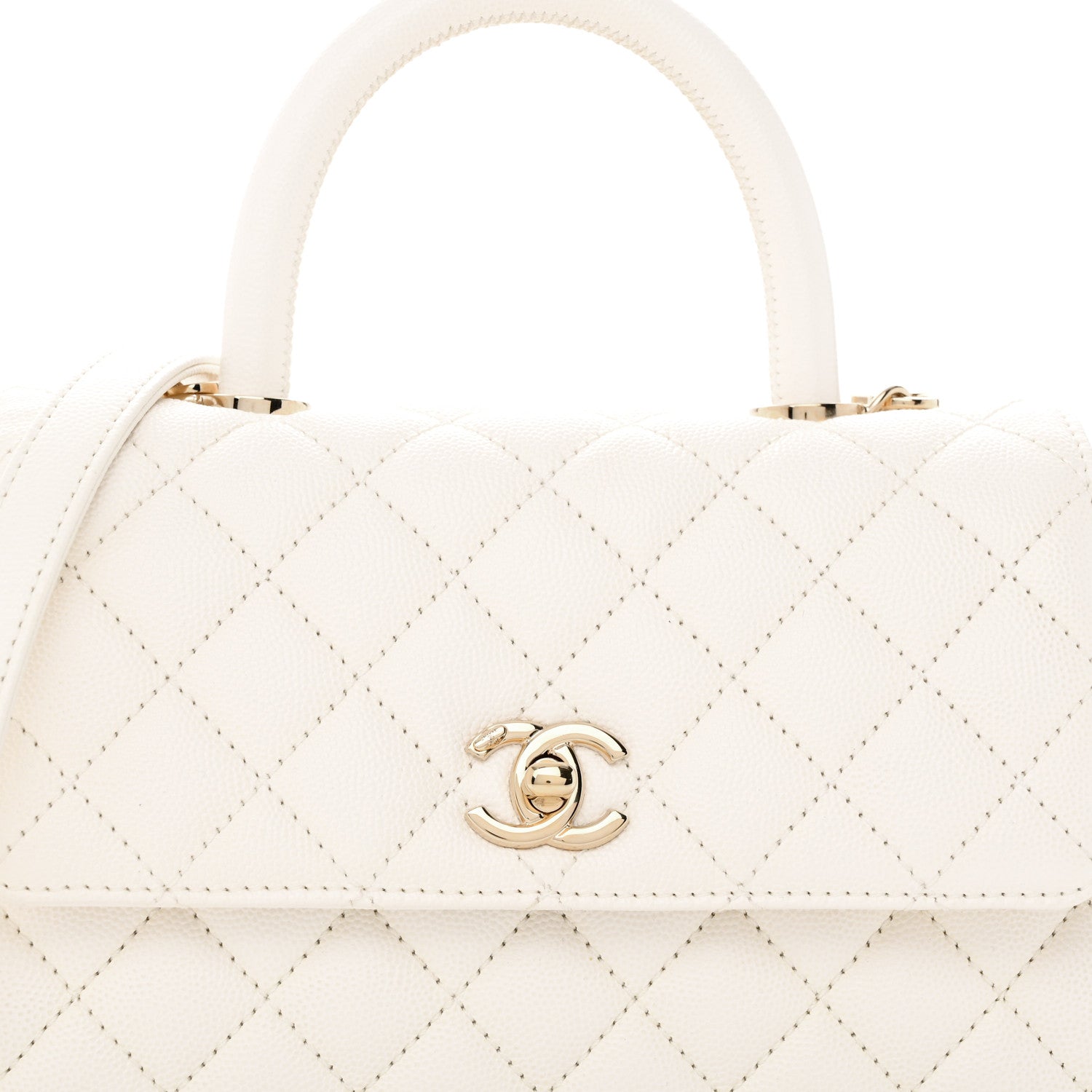 Chanel Caviar Quilted Mini Coco Handle Flap White 8 of 11