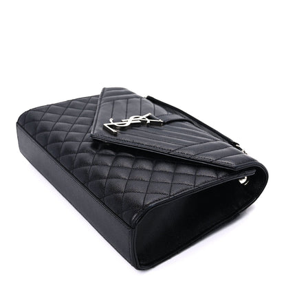Saint Laurent Grain De Poudre Textured Mixed Matelasse Triquilt Medium Monogram Satchel Black 7 of 7