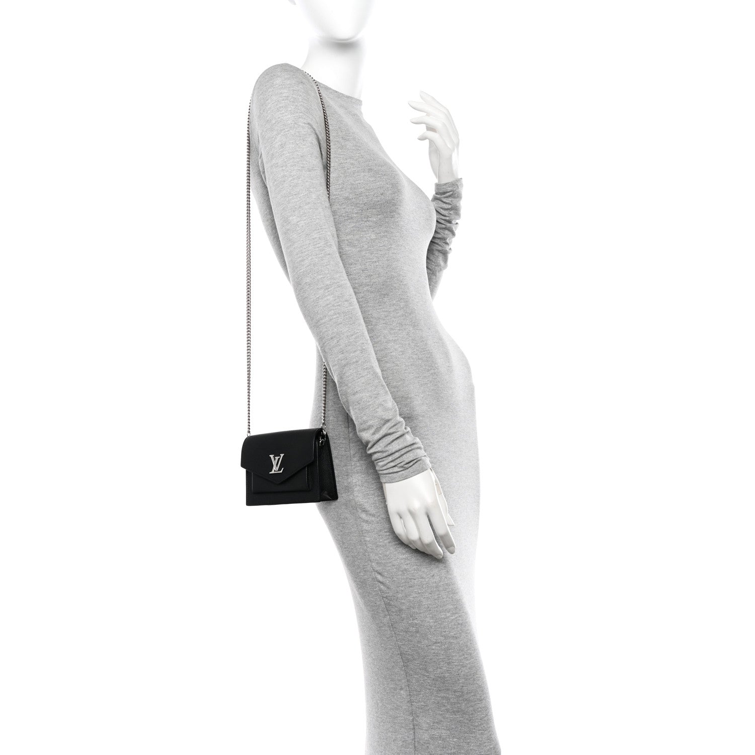 Louis Vuitton Soft Calfskin Mini My Lockme Chain Pochette Black 2 of 10