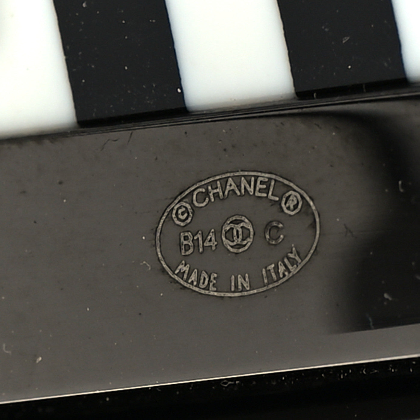 Chanel Resin CC Cuff Bracelet Black White 5 of 5