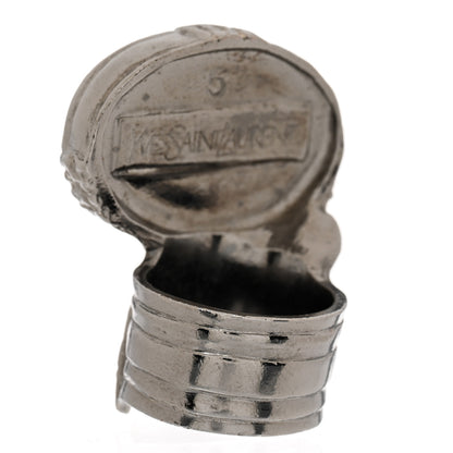 Saint Laurent Glass Cabochon Arty Ovale Ring 49 5 Navy 3 of 5