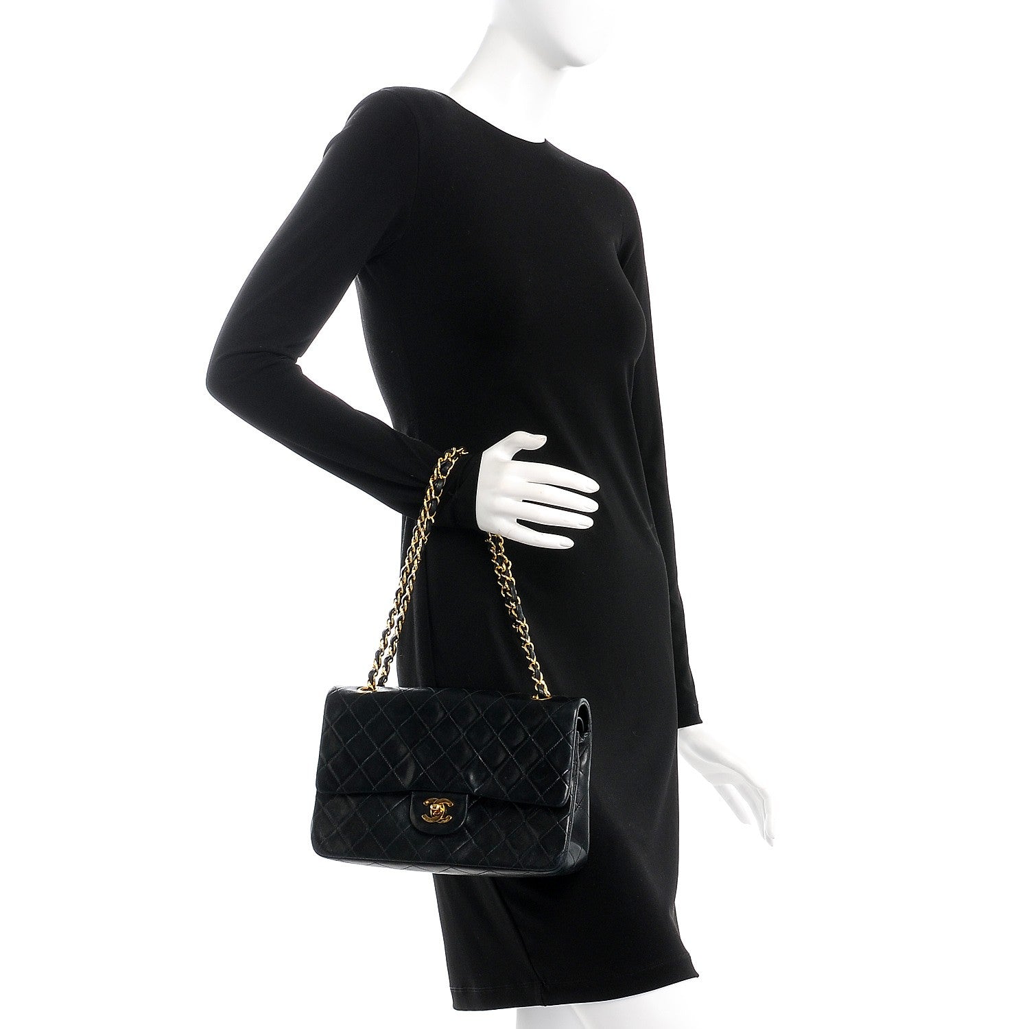 Chanel Lambskin Quilted Medium Double Flap Black 3 of 9