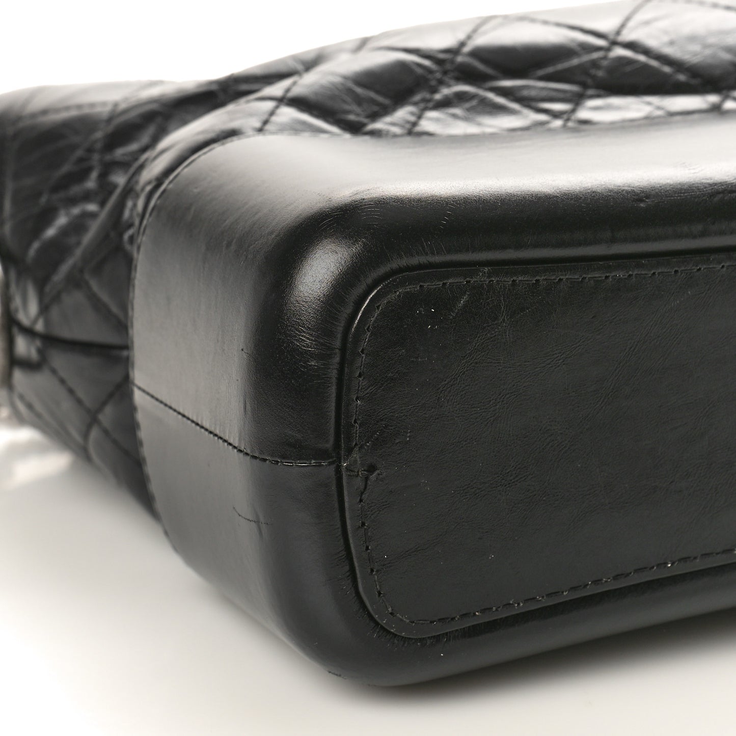 Aged Calfskin Quilted Medium Gabrielle Hobo Black